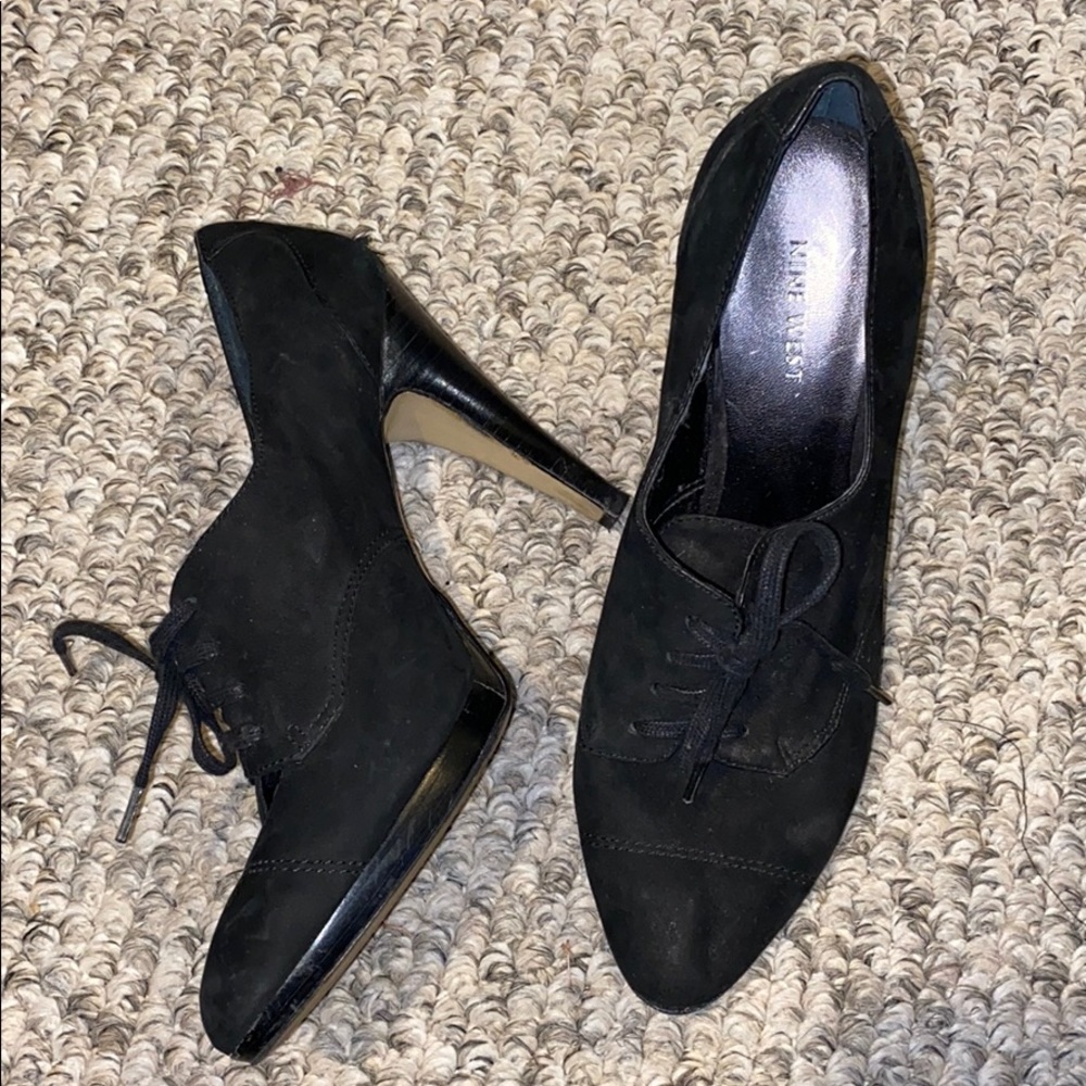 Suede tie up heels